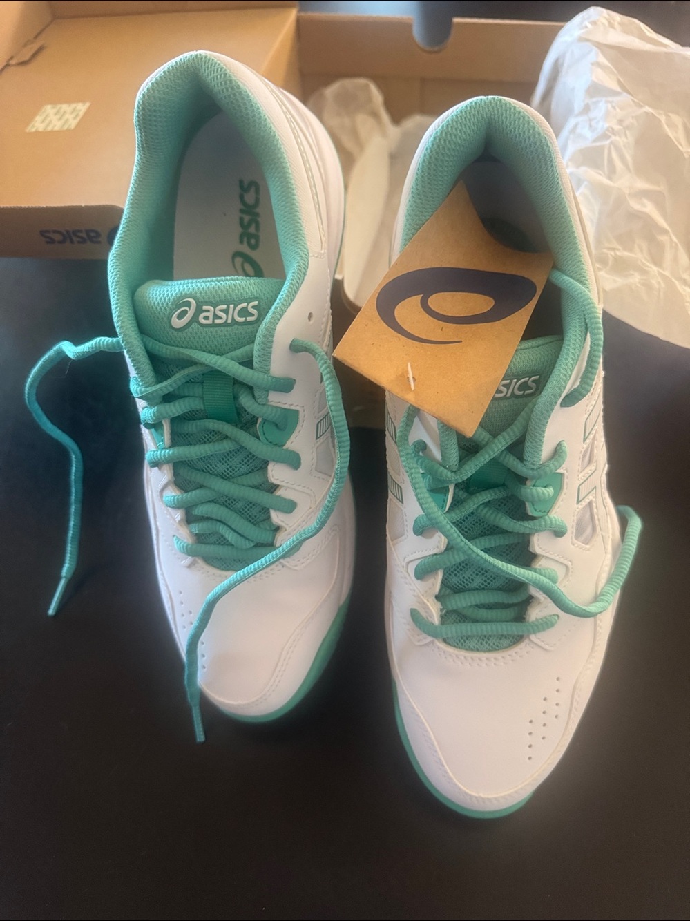 Asics GEL-RENMA White/Aurora Green Box Label - Picture 2 of 3
